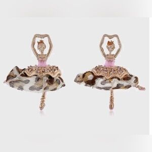 Betsey Johnson Leopard Print Ballerina Earrings